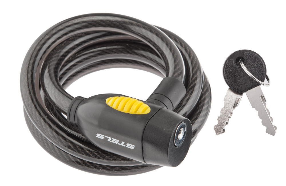 Трос-замок 87112, 12x1500 мм, с ключом, черный