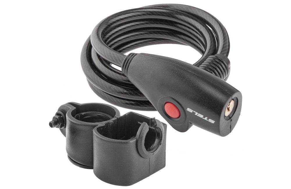 Трос-замок 87109, 8x1500 мм, с креплением на велосипед, черный