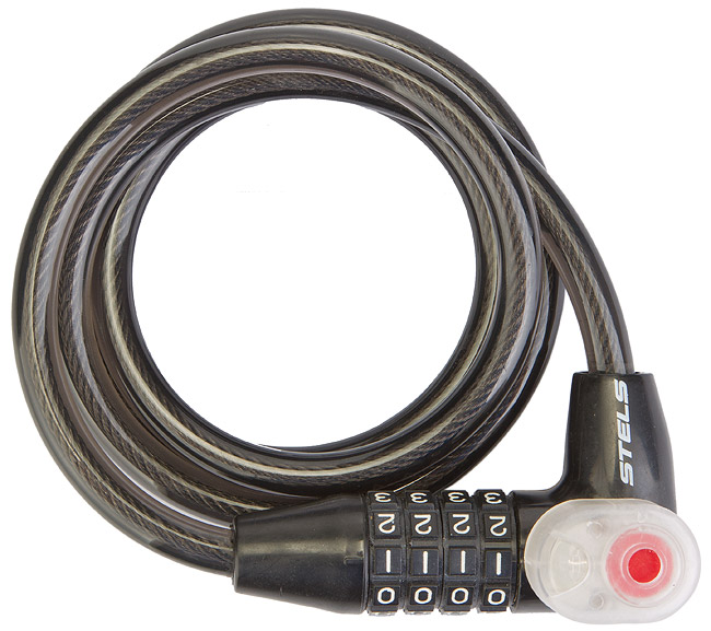 Трос-замок 84608 10х800 мм, с кодовым замком с подсветкой, чёрный