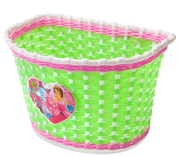 Велокорзина HL-BS02 235х165х155мм, передняя, для детских вел-дов, пластиковая бело-салатовая