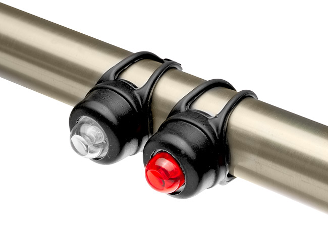 Фонари габаритные JY-320F+JY-320T, передний с белым, задний с красным светодиодами, черные 560134