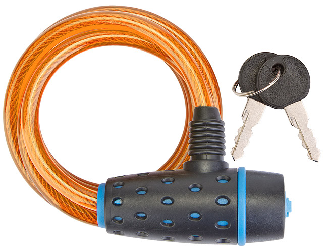 Трос-замок 87318 с ключом со стальн. тросом 8х1800мм, чёрно-жёлтый.  540058