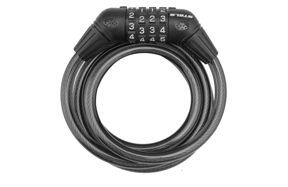 Трос-замок 87601, 10х1500 мм, с кодовым замком, черный