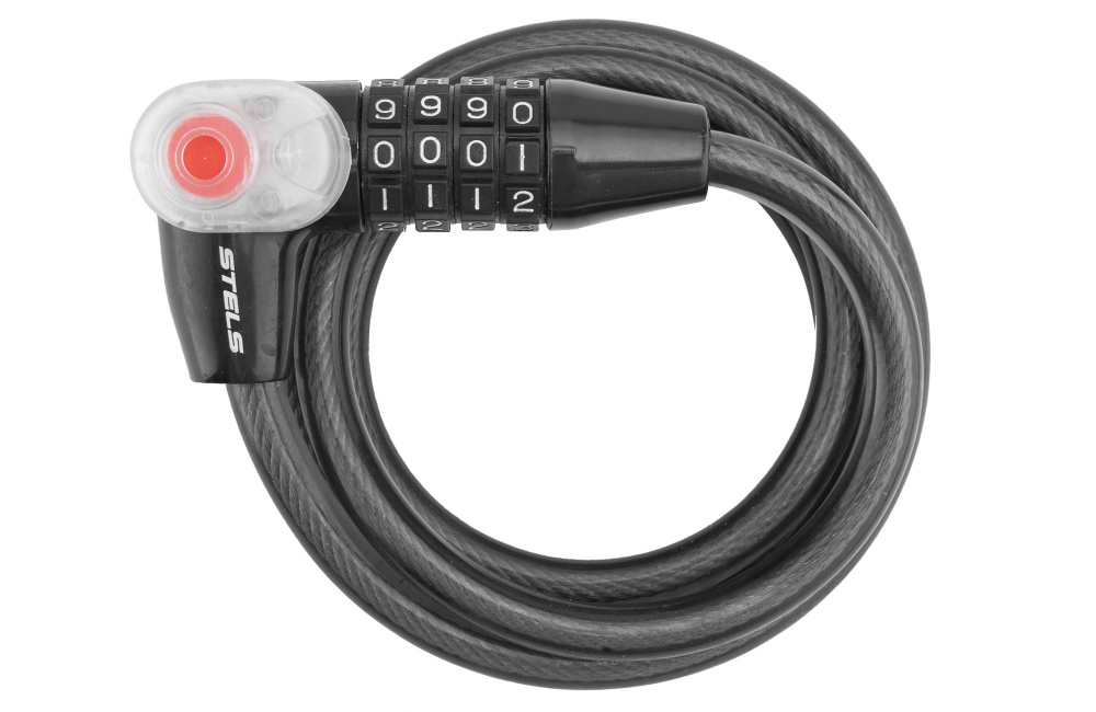 Трос-замок 87604, 10х1200 мм, с кодовым замком с подсветкой, чёрный