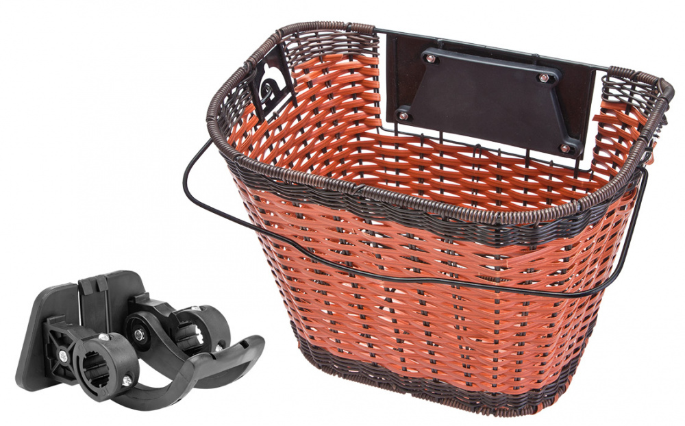 Велокорзина JL-262 передняя, с быстросъём. крепл., плетёная, сталь/пластик, черн