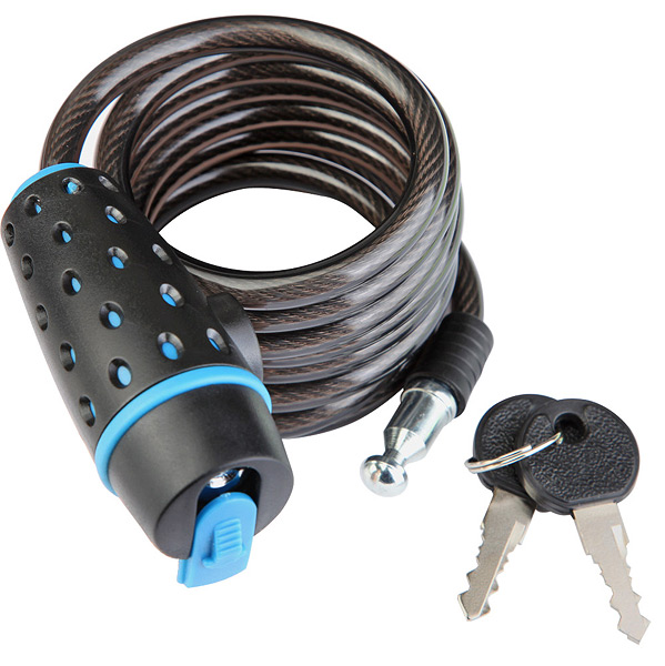 Трос-замок 87318, 8х1800мм, с ключом со стальным тросом, чёрный