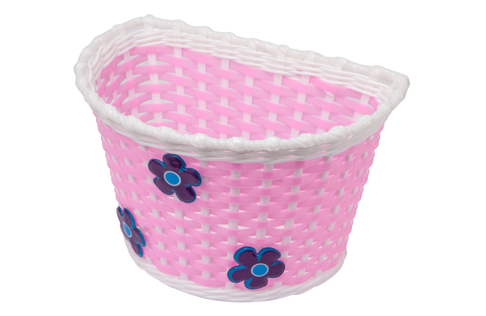 Велокорзина HL-BS01 235х165х155мм передняя для детских вел-дов, пластиковая бело-розовая