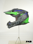 Шлем кроссовый HETOSHI OF836 EXOSS CROSS PRO MX289 цв.Черно-сине-зеленый Матовый р.XXL