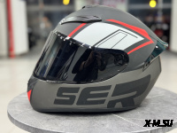 Шлем интеграл HETOSHI XD1-242 цв. Черно-серо-красный  р. L