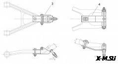 Комплект кронштейнов крепления гусениц для ATV №1 (ATV Хайсан, сварные рычаги) КГ.01-00.000