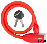 Трос-замок 84356 с ключом, со стальным тросом, 10х650 мм, красный. LU059787 540052