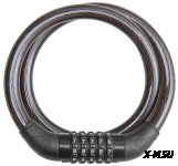 Трос-замок 84620 длина 800мм, диам. 15 мм, кодовый замок, чёрный 540026