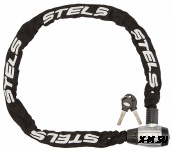 Цепь-замок 85704 в тканевой оплётке, с ключом, 6х1200мм серебристо-чёрный