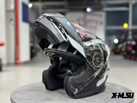 Шлем модуляр HETOSHI XD1-254 цв. Черный с белыми и серыми вставками р. XXL